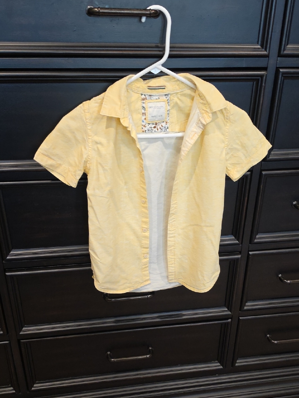 Boys Short-Sleeve Button Shirt - Light Yellow Size 8